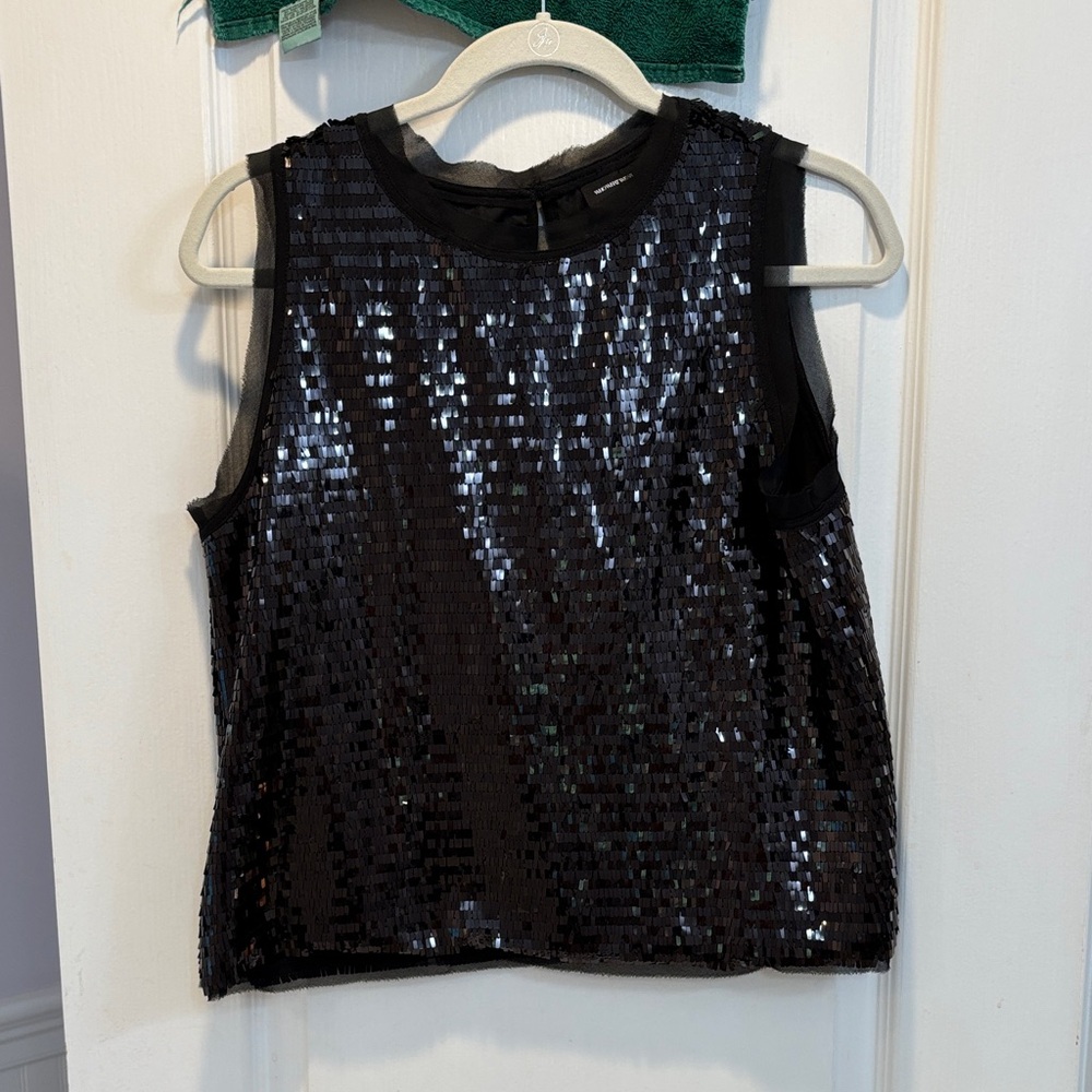 NWT Who What Wear Shimmering Black Sequin Tank Top